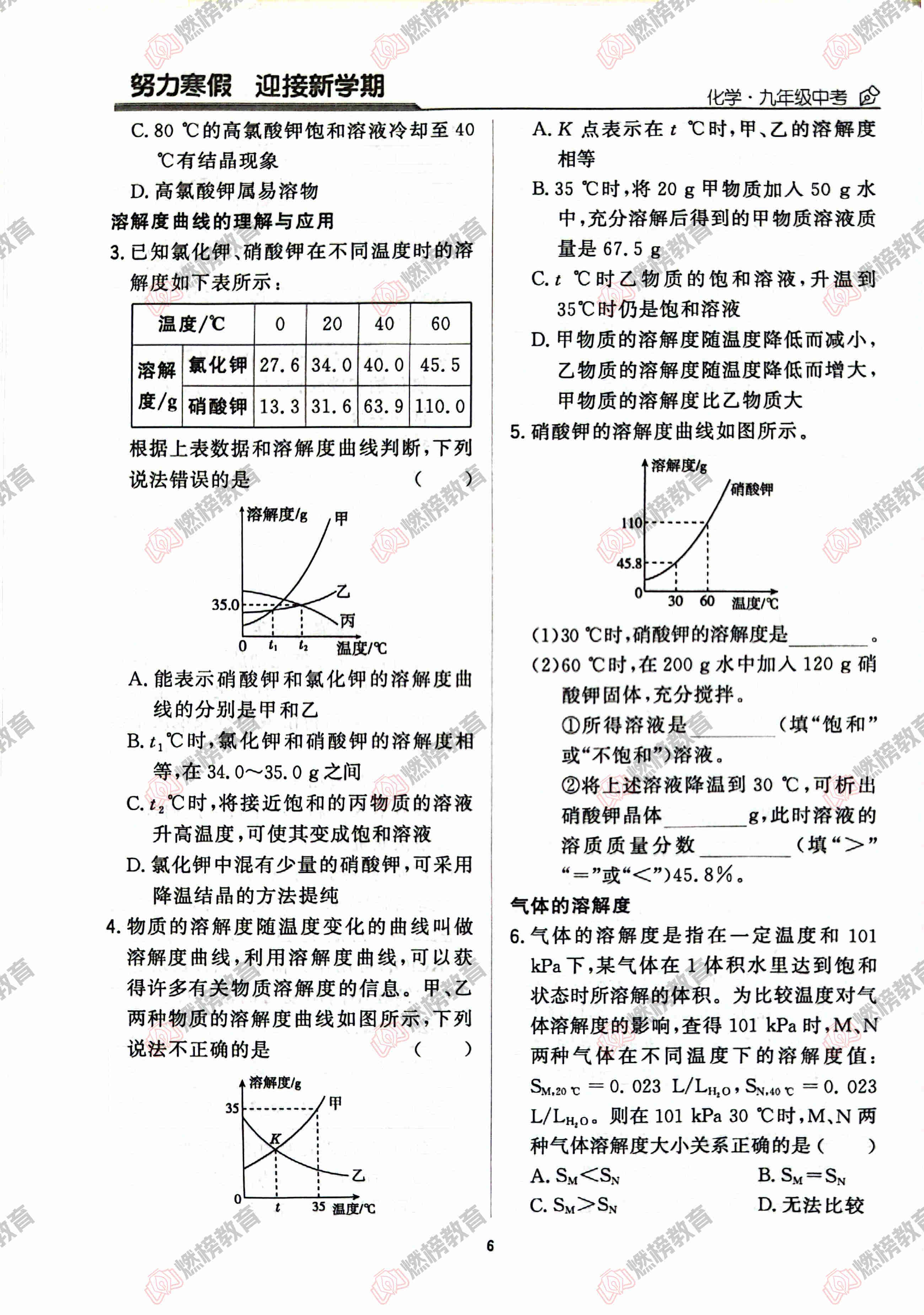 燃榜教育九年级化学中考冲刺寒假课程简介-燃榜教育